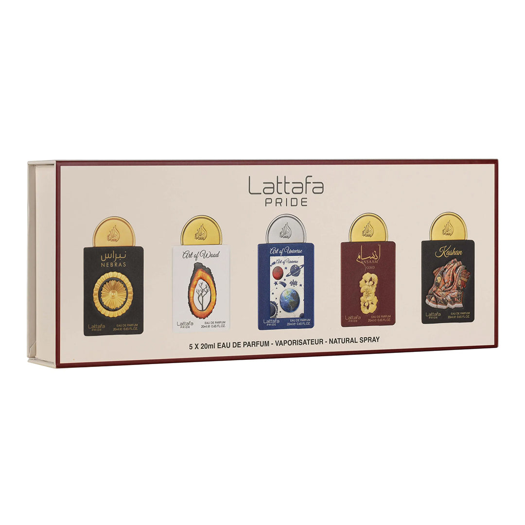 Lattafa Pride Giftset No.3 - Nebras, Art of Wood, Art of Universe, Ansaam Gold, Kashan 5x20ml EDP