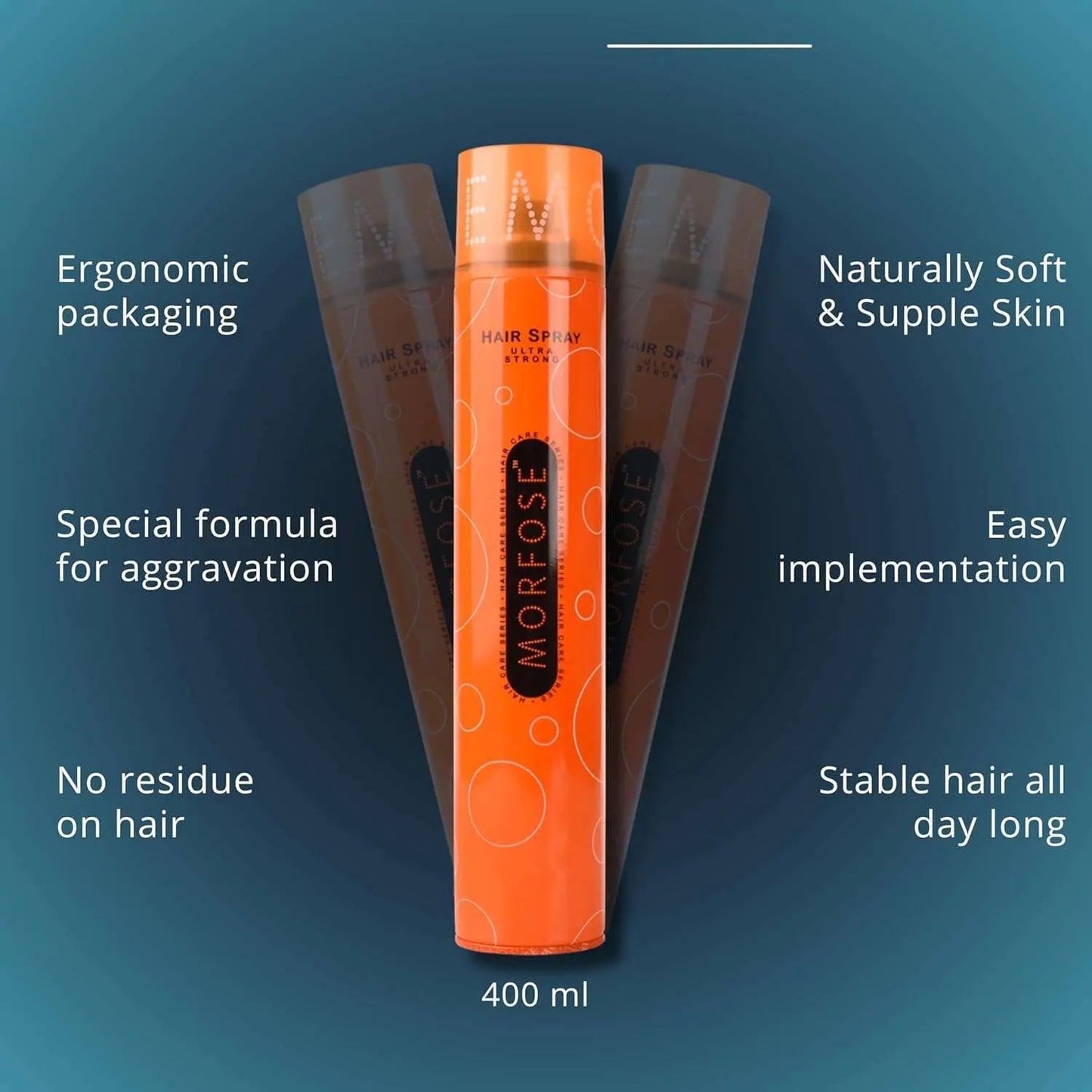 Morfose Ultra Strong Hairspray 400ml: Firm Hold, Non-Sticky, Frizz Control