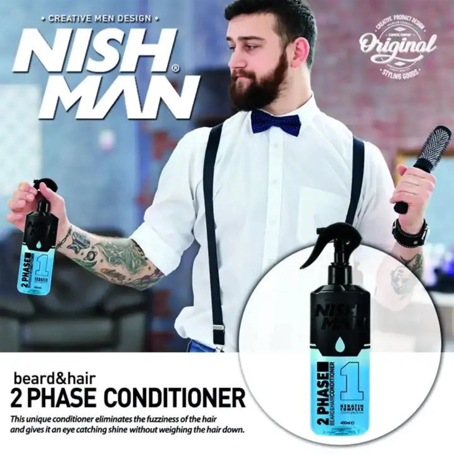Nish Man 2 Phase Keratin Beard & Hair Conditioner: Smooth & Shiny Finish