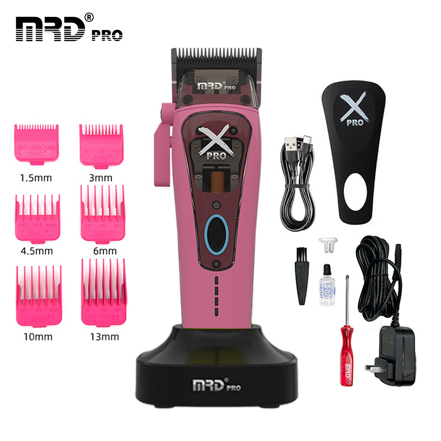 MRD Pro HC-999 XPRO-PINK Professionell Hårtrimmer med Vector-Motor och DLC-Blad