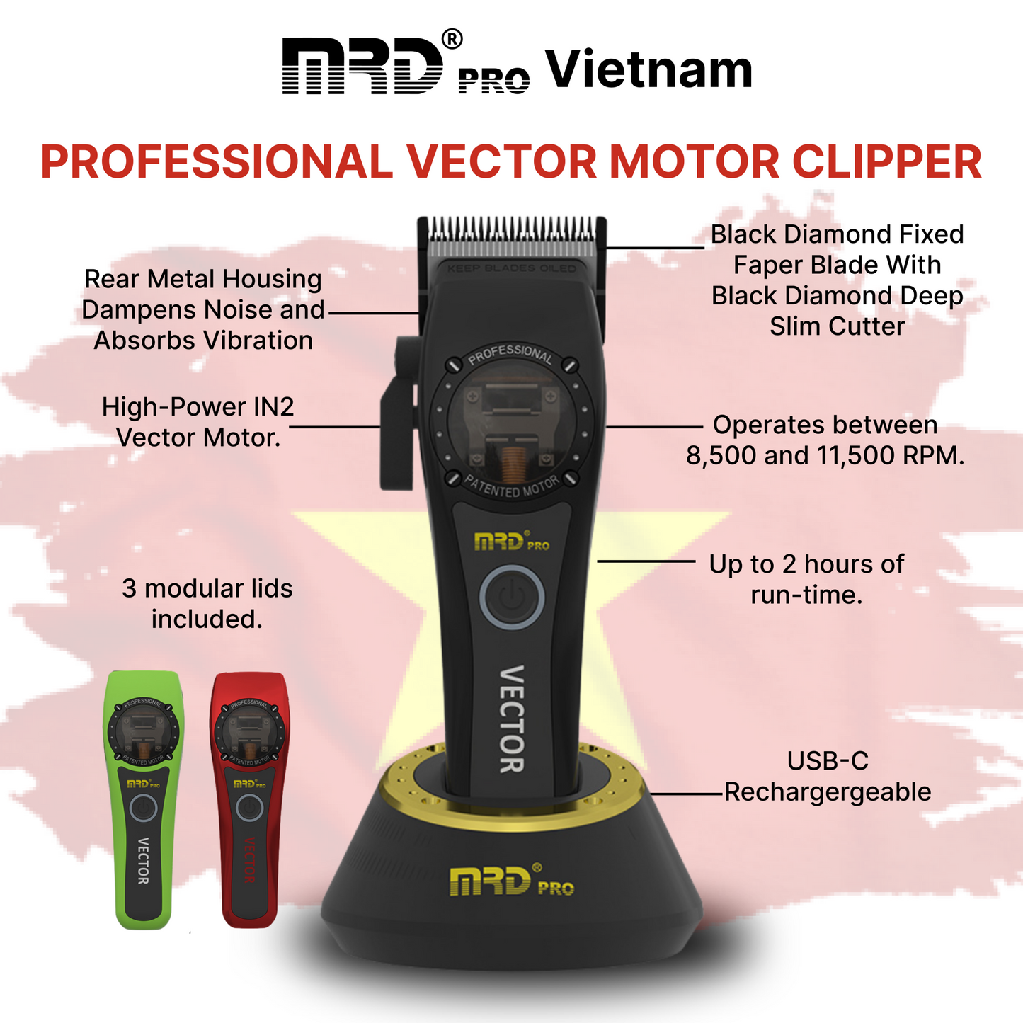MRD PRO Victor Instinct HC-999 Hårtrimmer, 10 000 RPM Magnetmotor