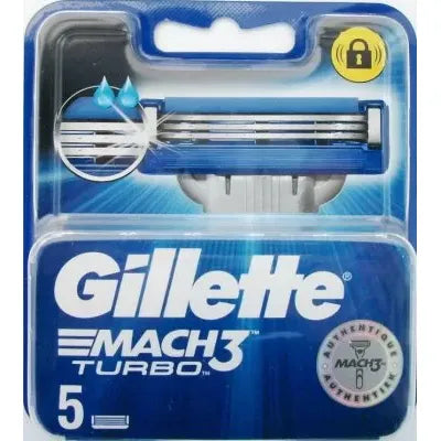 Gillette Mach3 Turbo Men's Razor Blades - 5 Count, Anti-Friction, Smooth Shave