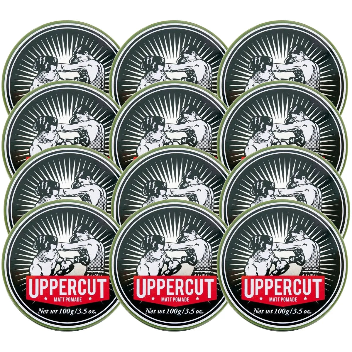 Uppercut Deluxe Matte Pomade 100g, 12-Pack, Medium Hold, Natural Finish