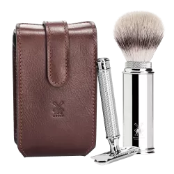 Mühle Travel Rakhyvel och Rakborste i läderfodral