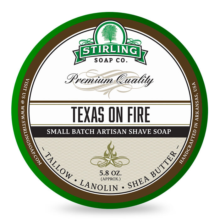 Stirling Soap Company Texas on Fire Artisan Shaving Soap - Rugged Leather, Smoke, Cedar