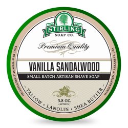 Stirling Vanilla Sandalwood Tallow Shaving Soap - Rich, Masculine 5.8oz