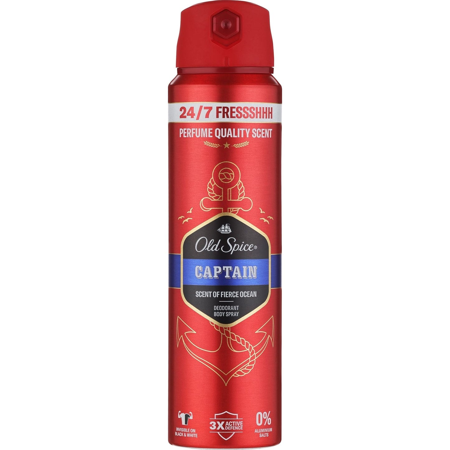 Old Spice Captain Men's Deodorant Spray: 24/7 Fresh Ocean Scent, 3X Protection, 150ml