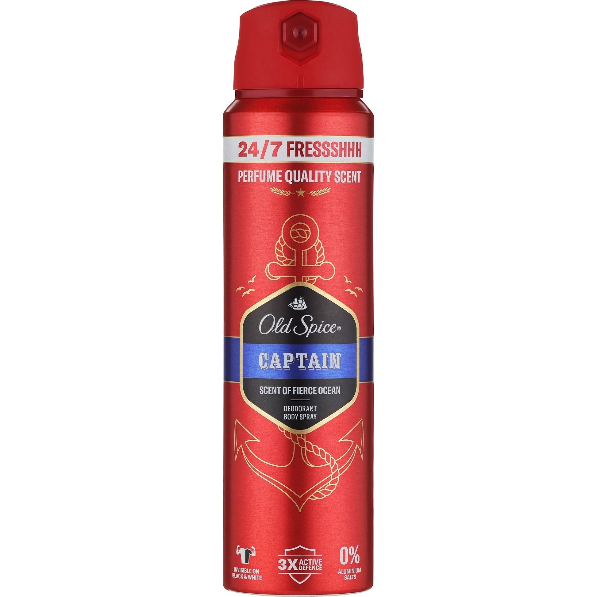 Old Spice Captain Men's Deodorant Spray: 24/7 Fresh Ocean Scent, 3X Protection, 150ml