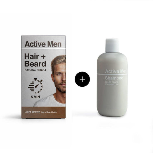 Active Men Kombo - Schampo + Hårfärg Ljusbrun