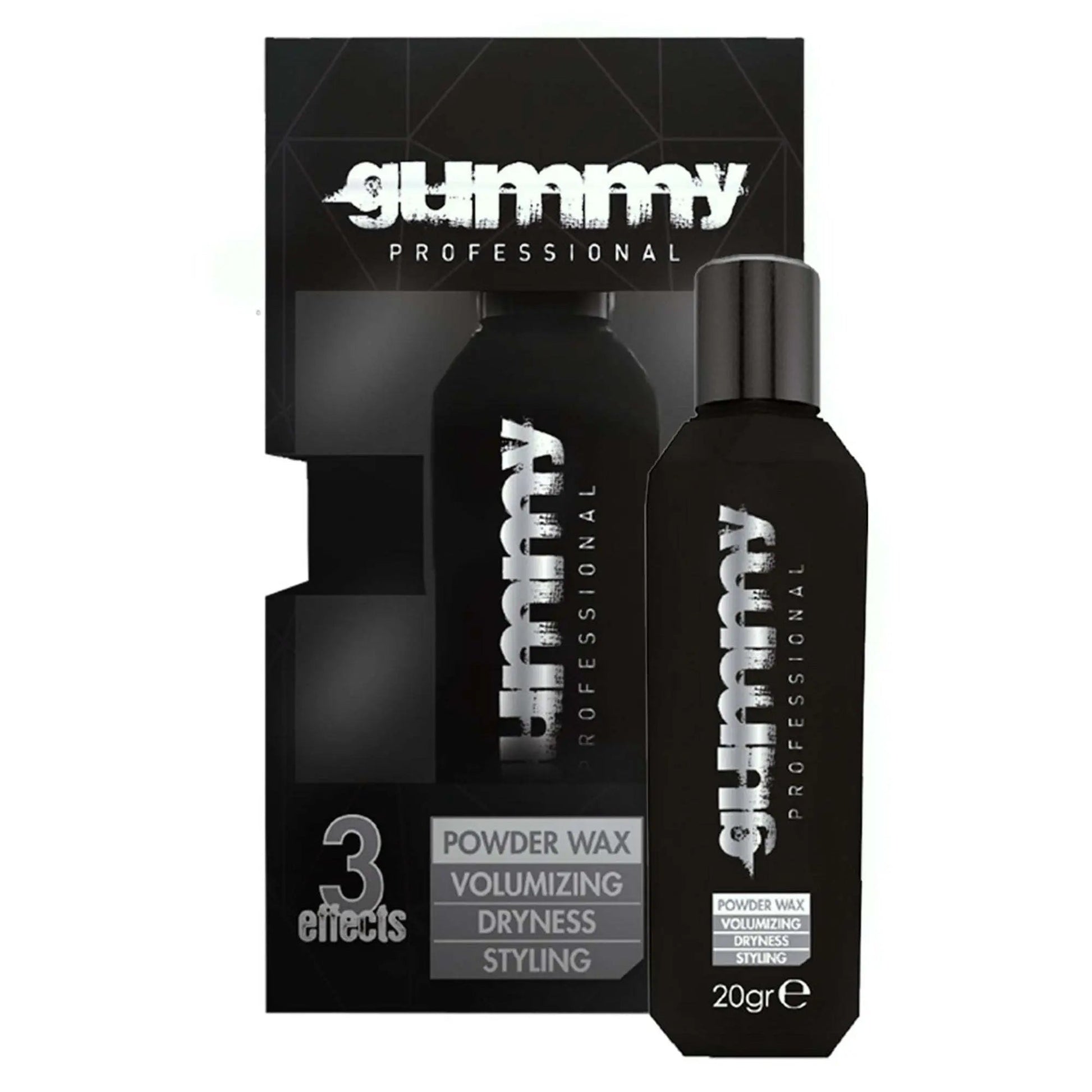 GUMMY POWDER WAX 20 GR bottle with ergonomic packaging for hair volume and styling.