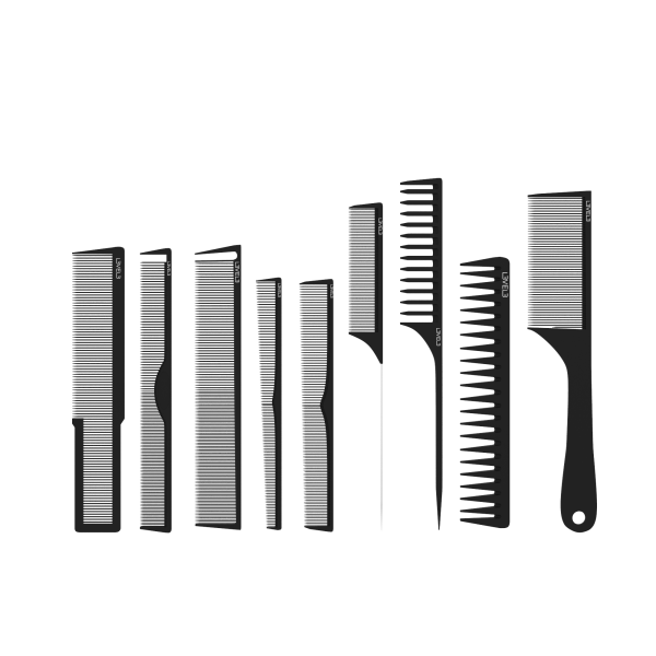 Professional Carbon Hair Comb Set: 9-Piece Static-Free Styling Kit