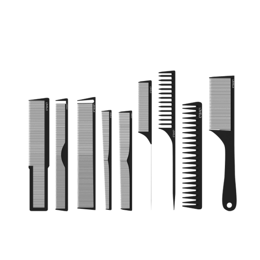 Professional Carbon Hair Comb Set: 9-Piece Static-Free Styling Kit