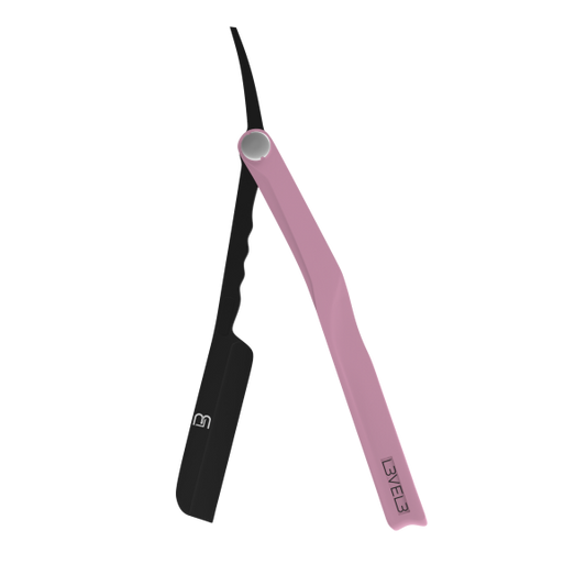 Professional LV3 Black/Pink Milly Straight Edge Clutch Razor Handle for Barbers
