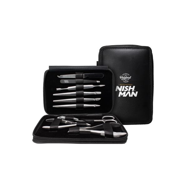 Nishman Premium Silver Manicure Pedicure Set - Professional Nail Grooming Kit
