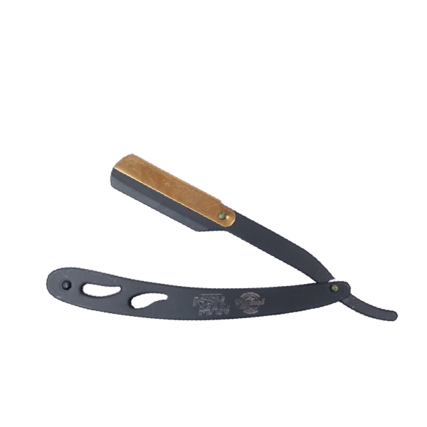 Stainless Steel Professional Straight Razor - Black & Gold Handle for Precise Shaving
