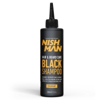 NISHMAN Men's Permanent Black Hair & Beard Coloring Shampoo Set