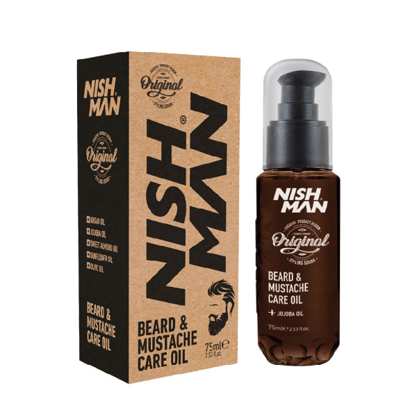 NISHMAN Premium Beard & Mustache Care Oil 3.38 fl oz - Hydrating & Conditioning