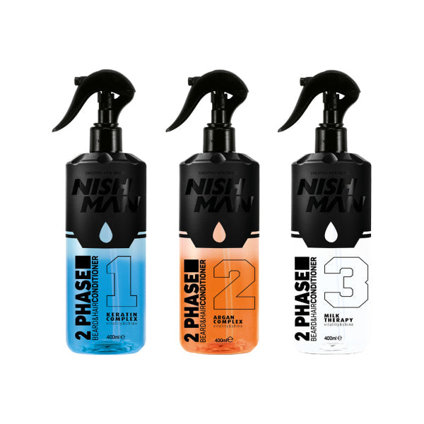 NISHMAN Professional 2 Phase Leave-In Hair & Beard Conditioner for Frizz Control