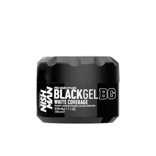 NISHMAN Professional Black Hair Gel for Gray White Coverage - 300ml Styling Formula