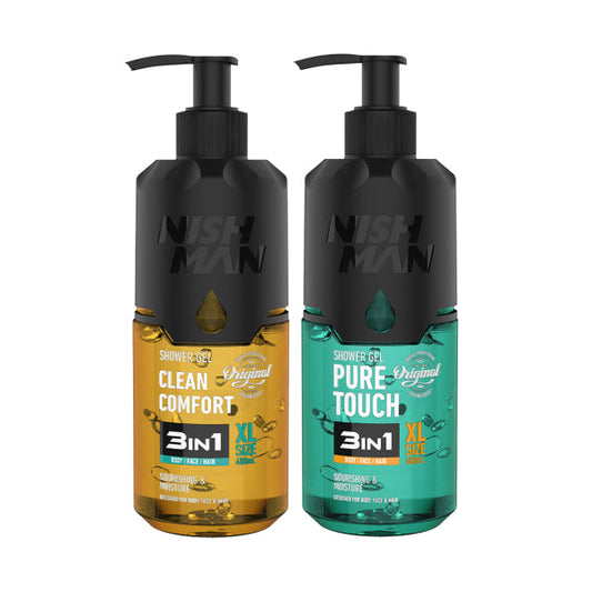 Nishman 3-in-1 Multi-Purpose Shower Gel for Men - Clean Comfort & Pure Touch 480ml