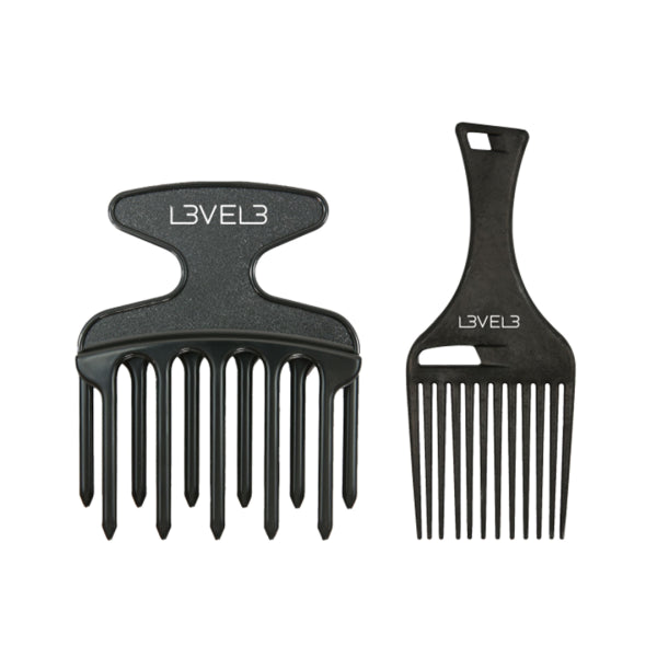 LV3 Durable Resin Hair Pick Comb Set - 2 Piece Detangling Styling Tools