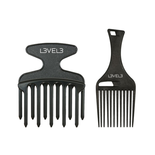 LV3 Durable Resin Hair Pick Comb Set - 2 Piece Detangling Styling Tools