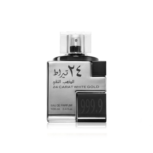Lattafa 24 Carat White Gold Eau De Parfum, Lyxig Unisex Trä-Blommig Doft, 100 ml