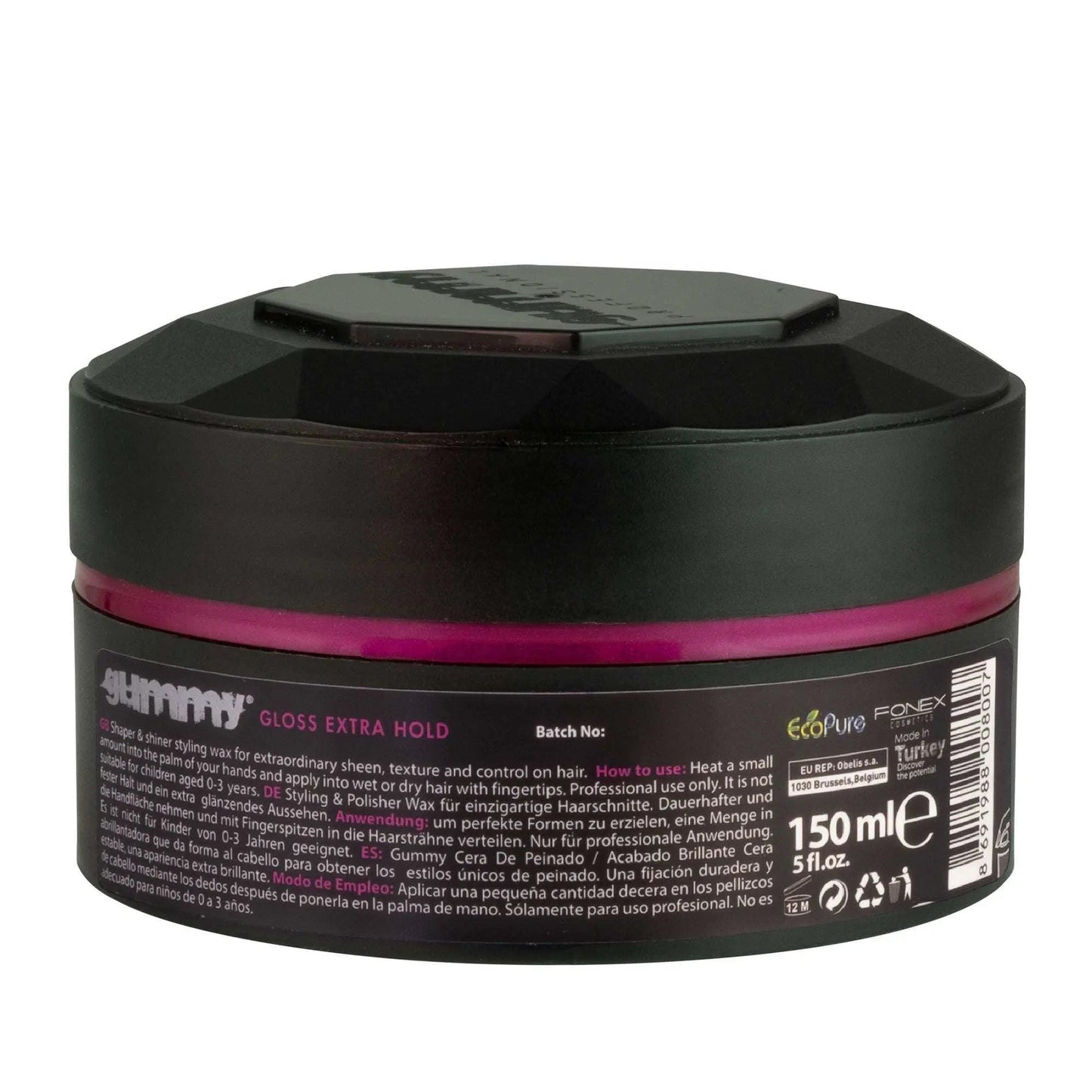 GUMMY STYLING WAX 150ml with gloss extra hold, water-based for shiny and dynamic hairstyles.