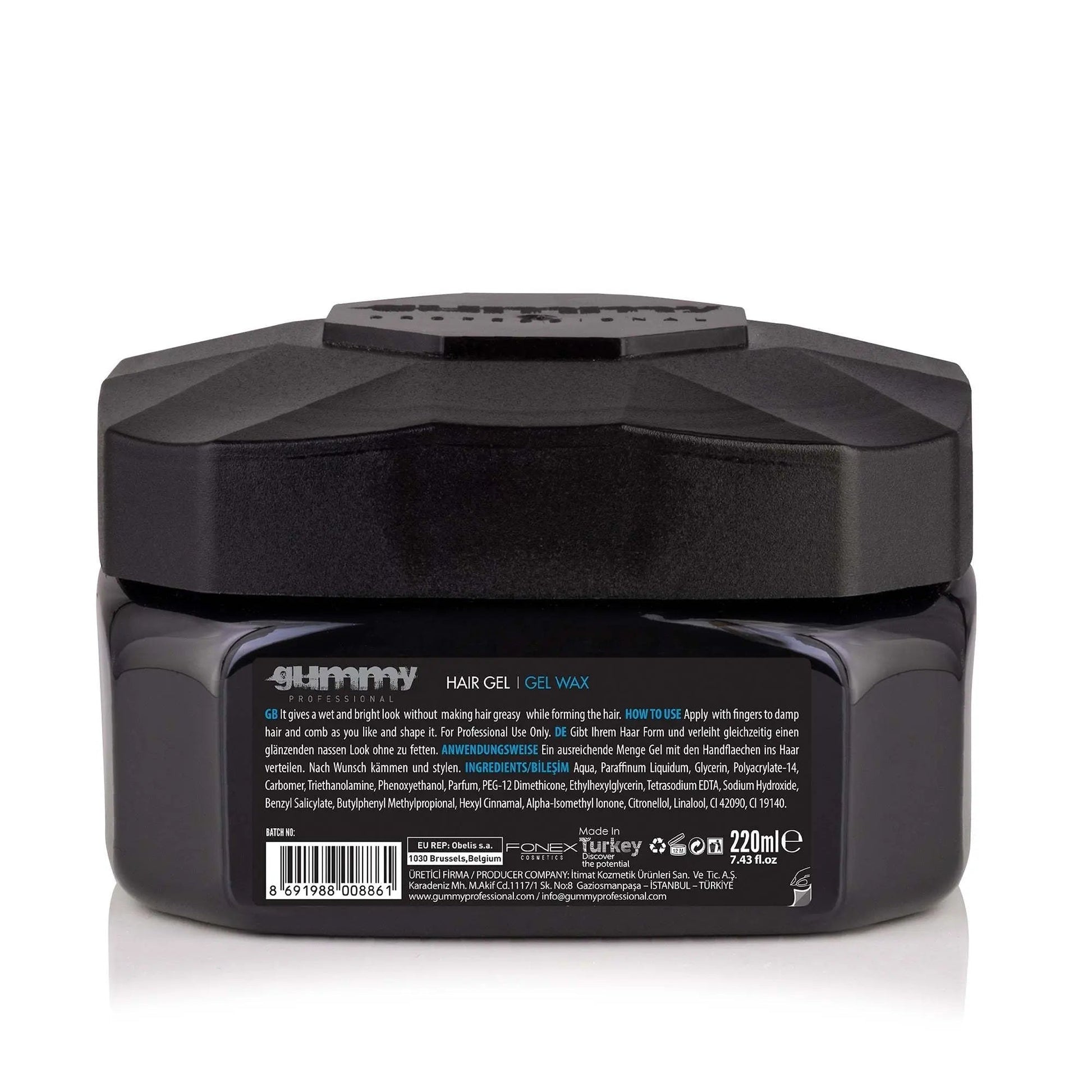 GUMMY GEL WACHS 220 MLWIE BENUTZT MAN:
Tragen Sie von Hand auf feuchte Haare auf und formen Sie sie mit den Fingern, um den gewünschten Look zu erzielen.
PRODUKTBESCHREIBUNG:
Die außergewgummyOnKozmetikGUMMY GEL WACHS