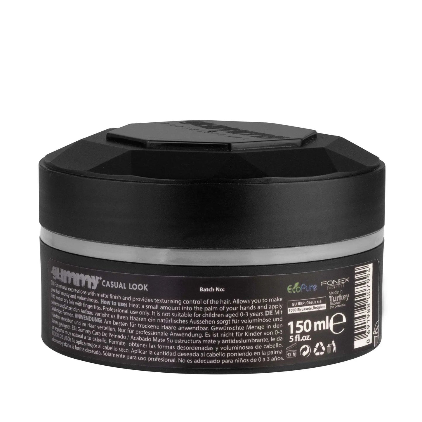 GUMMY STYLING WAX 150 ML for matte and natural hair styling.