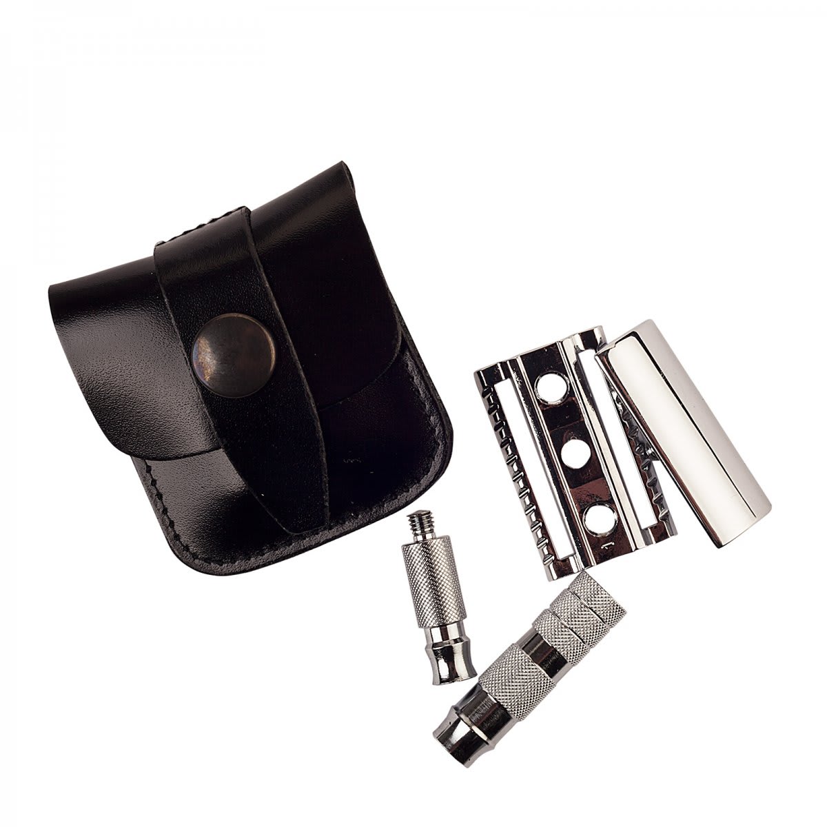 Merkur Resehyvel säkerhetshyvel (safety razor) med svart läderetui