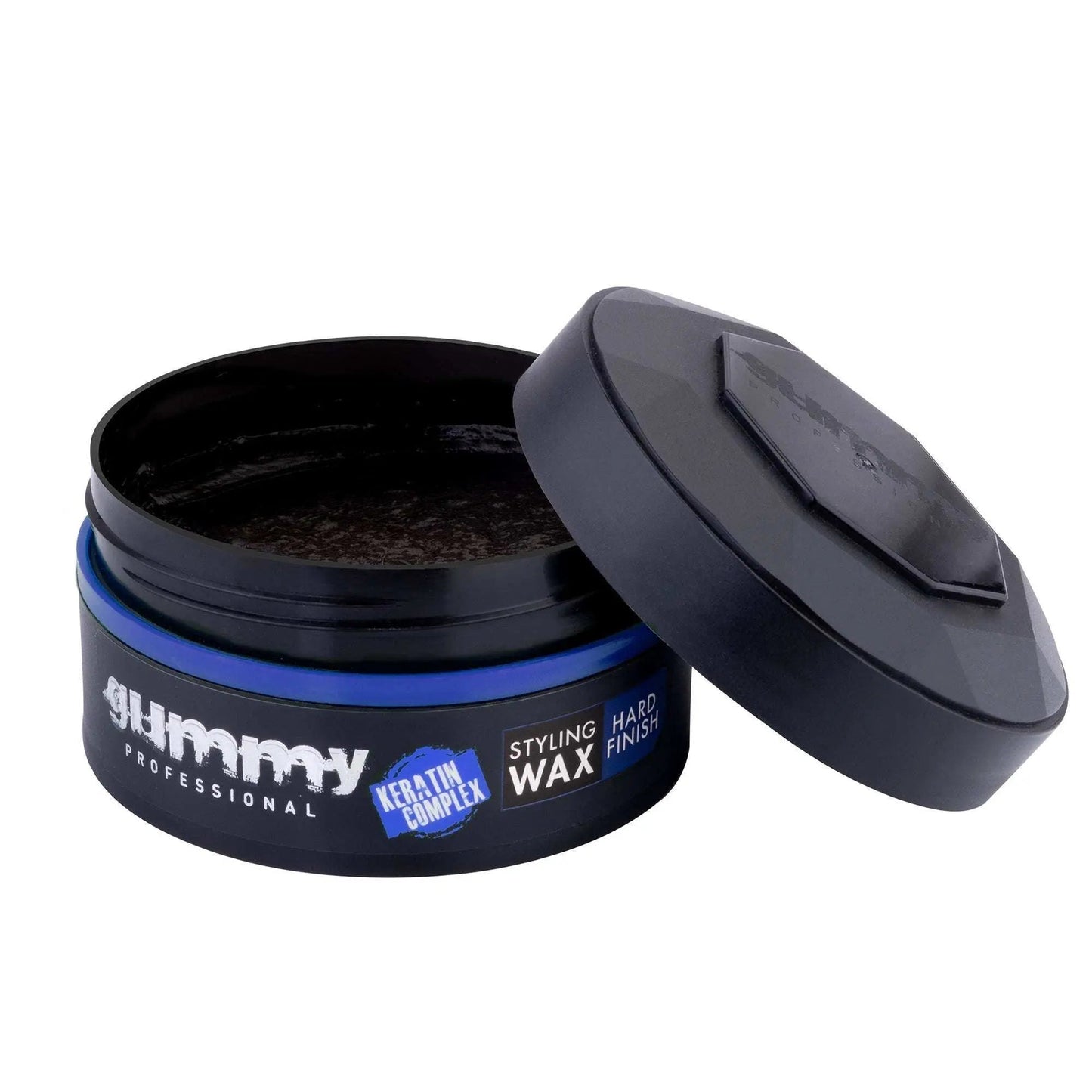GUMMY STYLING WAX 150 ml hard finish with open lid.