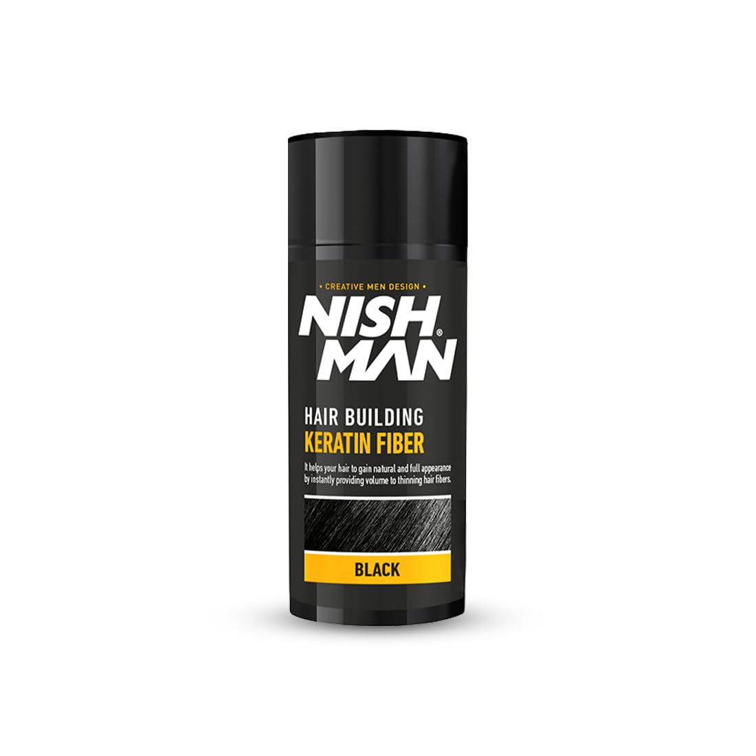 Nish Man Black Keratin Hair Building Fibers for Thicker, Fuller Hair