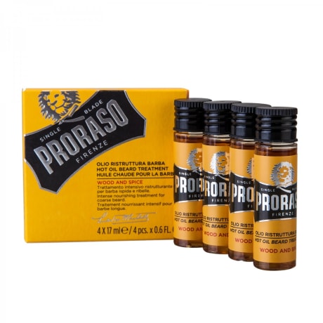 PRORASO HOT OIL BEARD TREATMENT WOOD & SPICE 4X17 ML