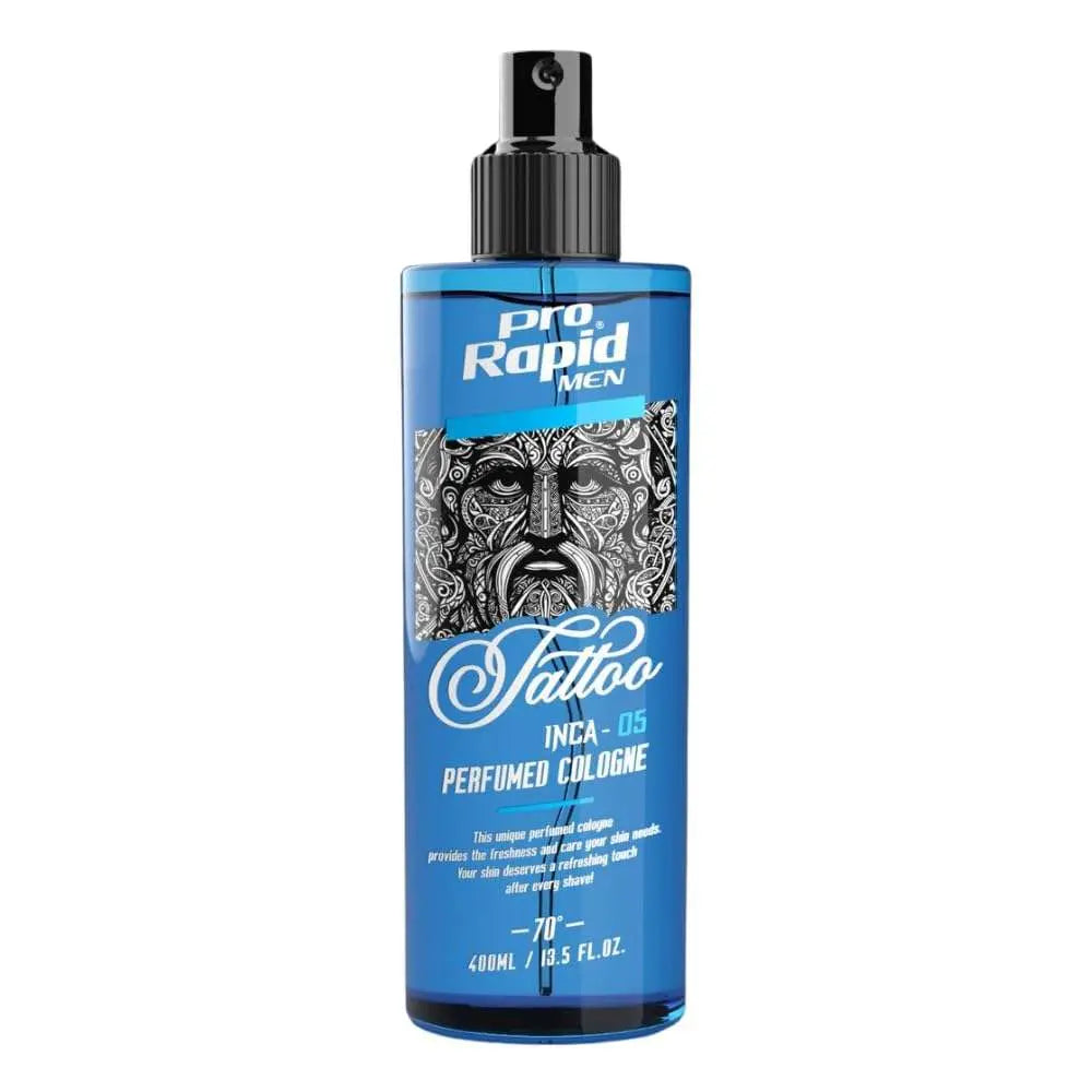 Pro Rapid Tattoo Series Inca – 05 After Shave Perfumed Cologne – 400 mDie 05 After Shave Perfumed Cologne aus der Pro Rapid Tattoo Series Inca bietet eine ideale Kombination aus klassischem Rasierwasser und pflegender Frische. Der maskHair careProrapidOnKozmetikPro Rapid Tattoo Series