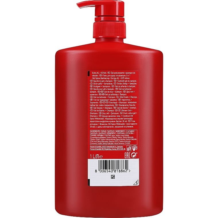 Old Spice Whitewater 3-in-1 Men's Body Wash, Shampoo, Face Cleanser, 33.8 fl oz
