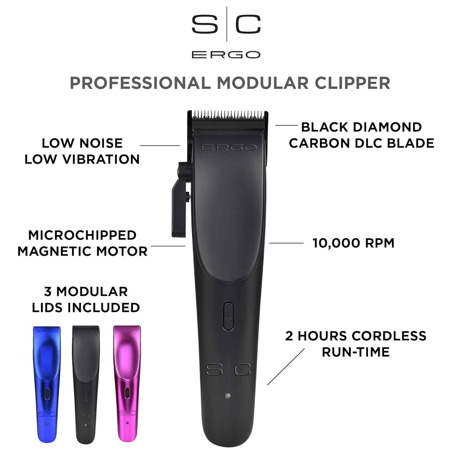 StyleCraft Ergo Pro Cordless Magnetic Clipper Kit with 5 Guards & Lids