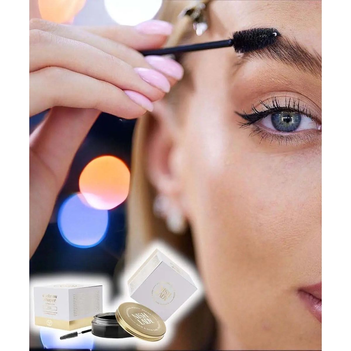 Brow styling with NishLady Brow Lift Lamination Gel Kit.