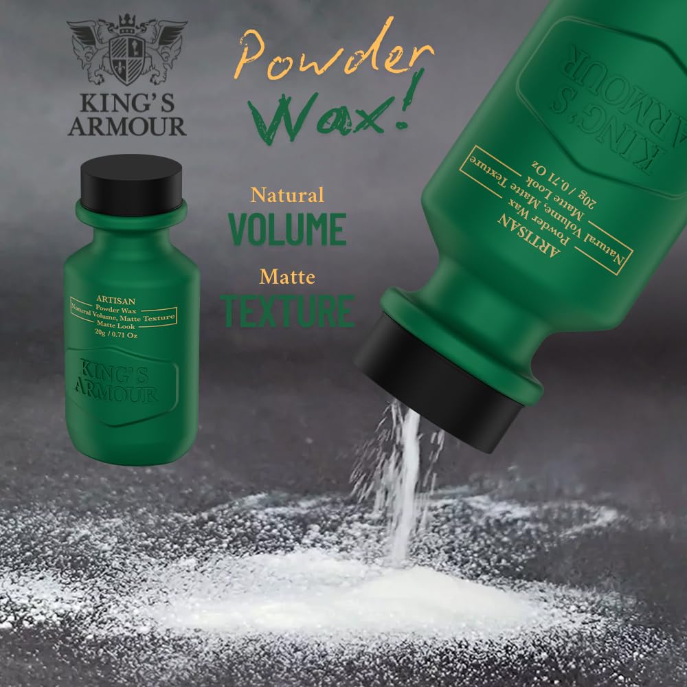 King's Armour Artisan Hair Powder Wax: Natural Volume, Strong Hold, Matte Finish