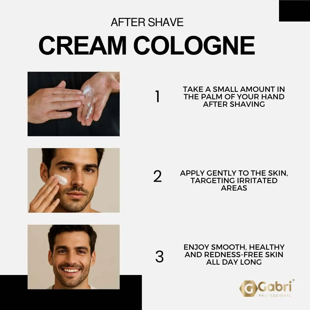 Gabri After Shave Cream & Cologne 2in1, 400ml bottle, soothing moisture and refreshing scent, ideal for daily post-shave use.