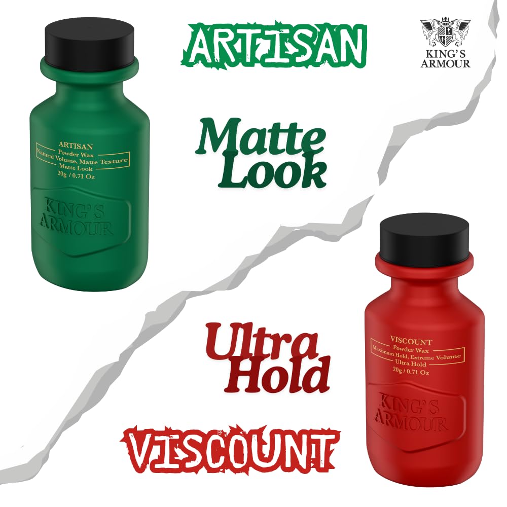 King's Armour Artisan Hair Powder Wax: Natural Volume, Strong Hold, Matte Finish