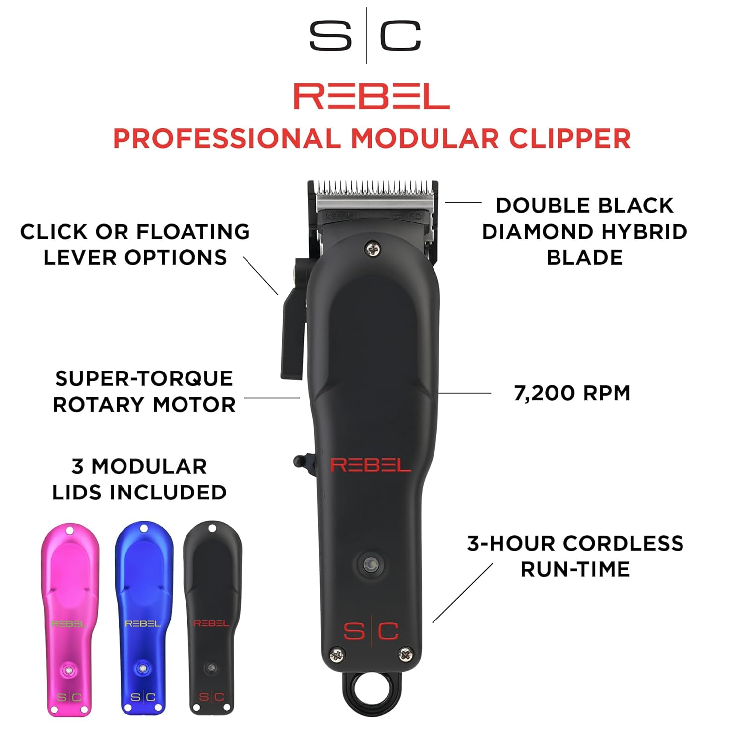 StyleCraft Rebel Professional Cordless Super-Torque Hair Clipper Kit for Barbers