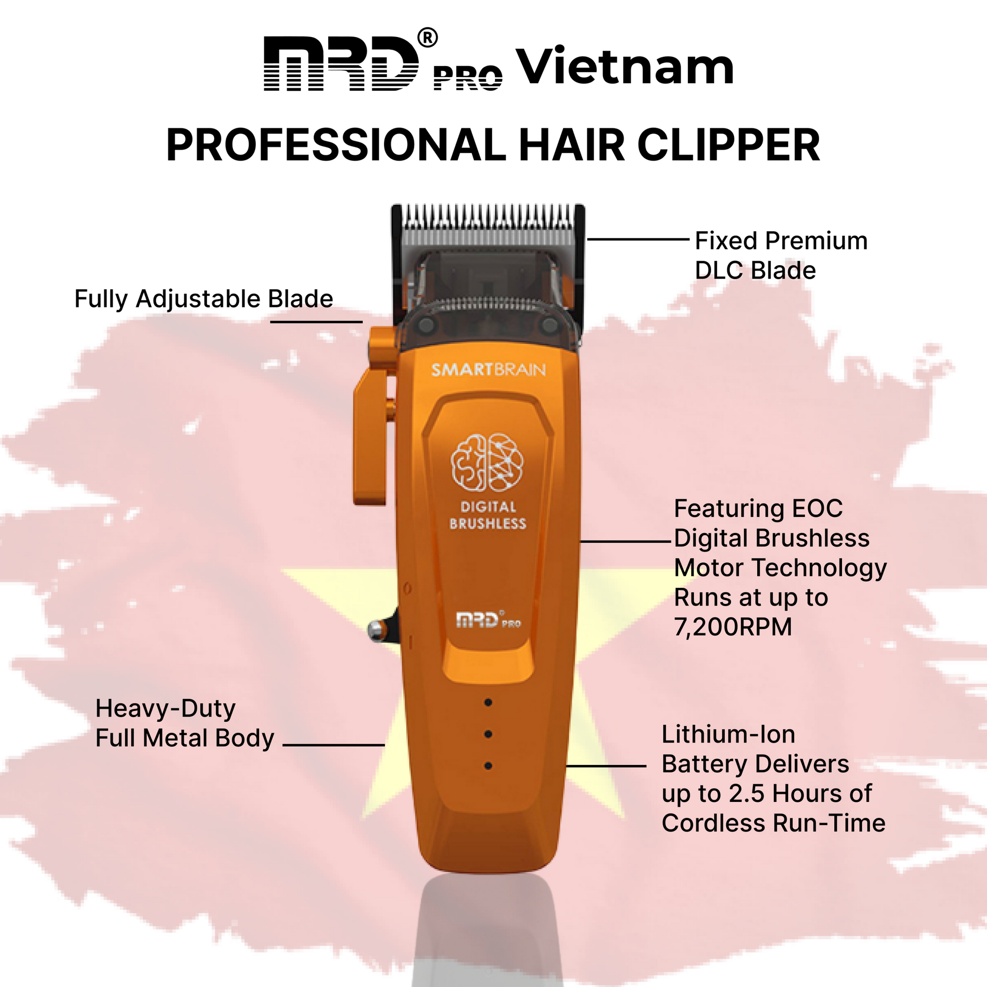 MRD Pro Smart Brain HC 90-4 Hårklippare i Orange