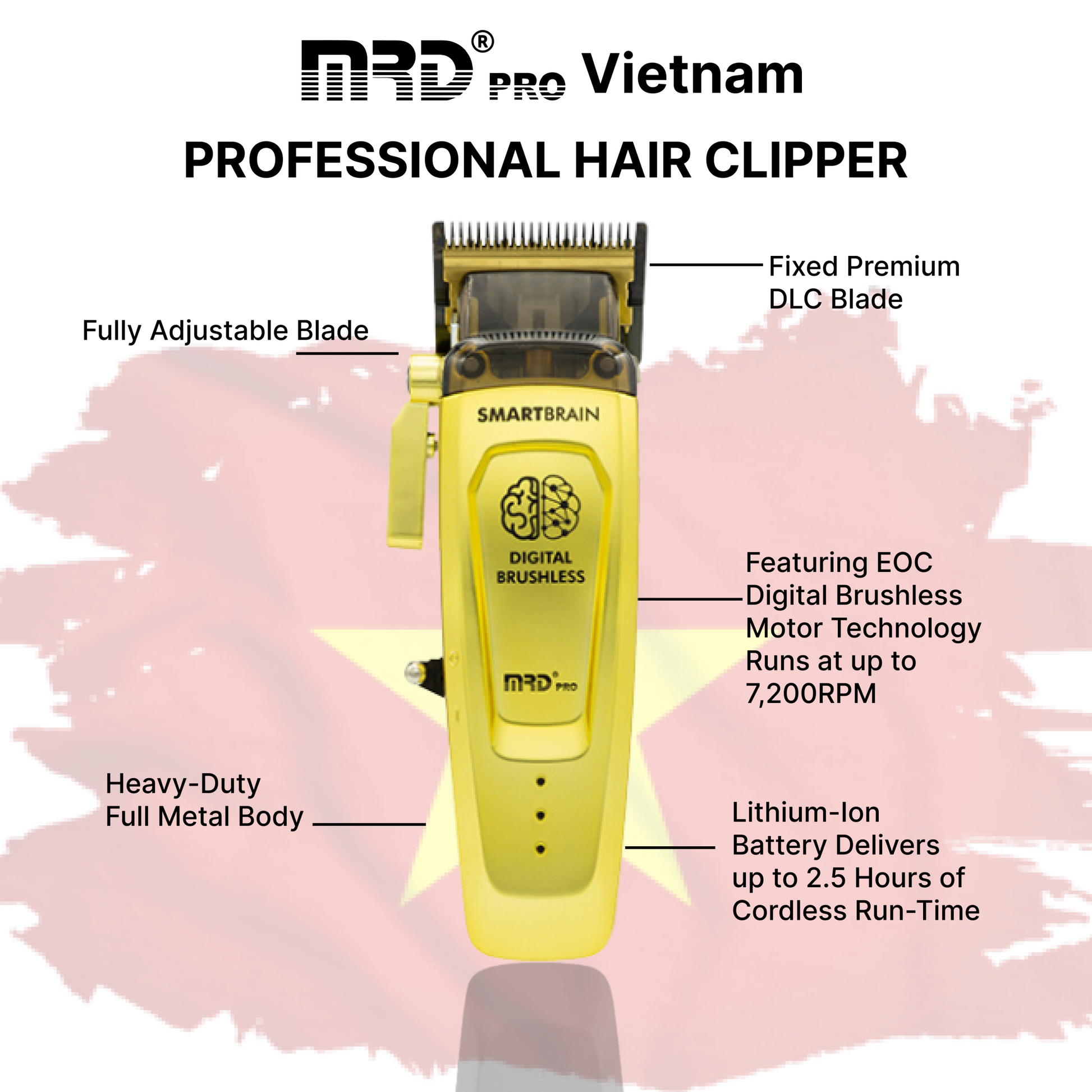 MRD Pro Smart Brain HC 90-4-GOLD Hårtrimmer med Borstlös Motor