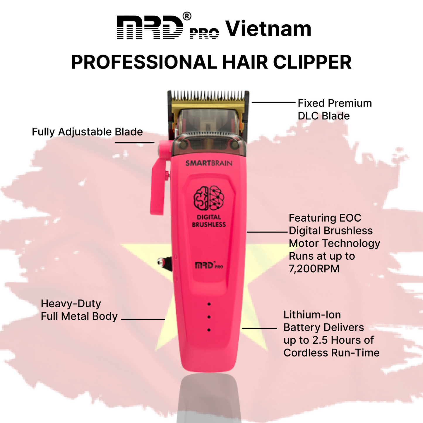MRD Pro Smart Brain HC 90-4 Hårtrimmer med Digital Borstlös Motor