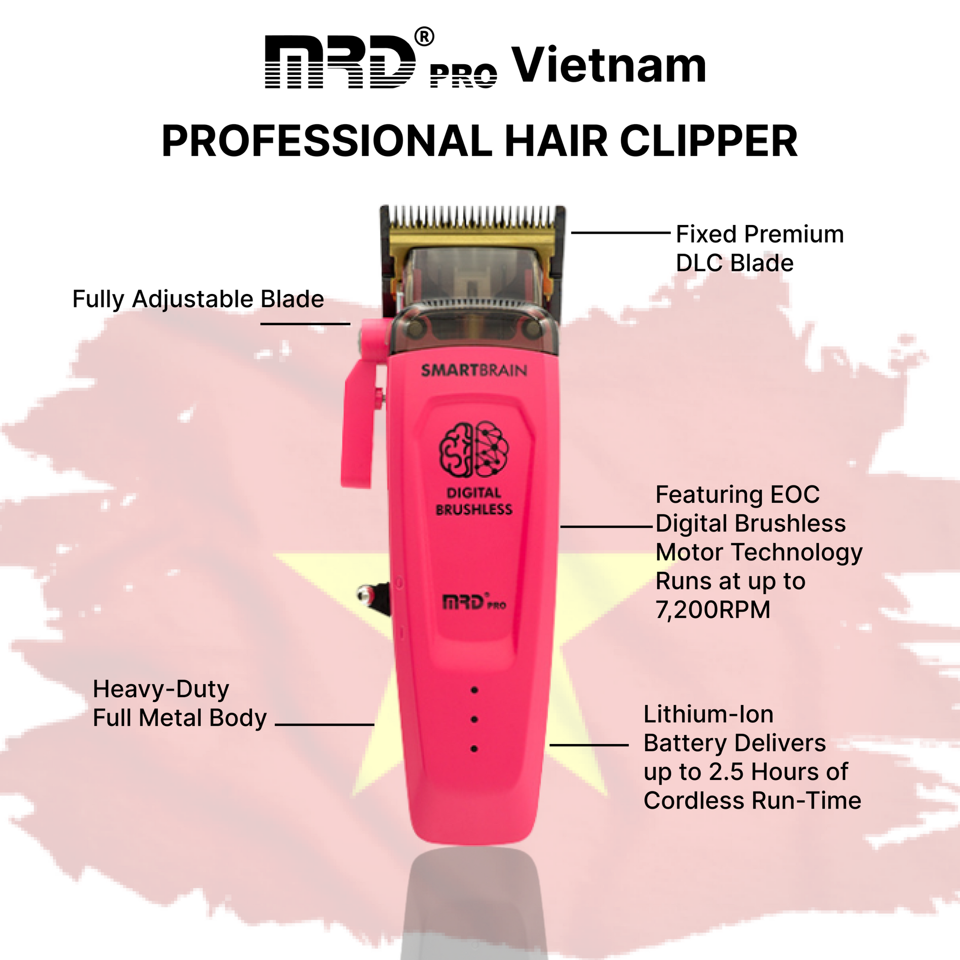 MRD Pro Smart Brain HC 90-4 Hårtrimmer med Digital Borstlös Motor