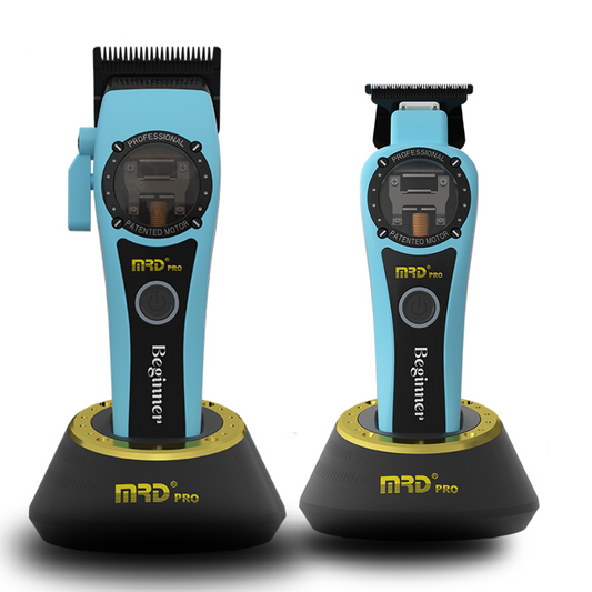 MRD Pro HC-999 Professionell Hårtrimmer, Höghastighetsmotor, 440C Stål, Aqua Blue