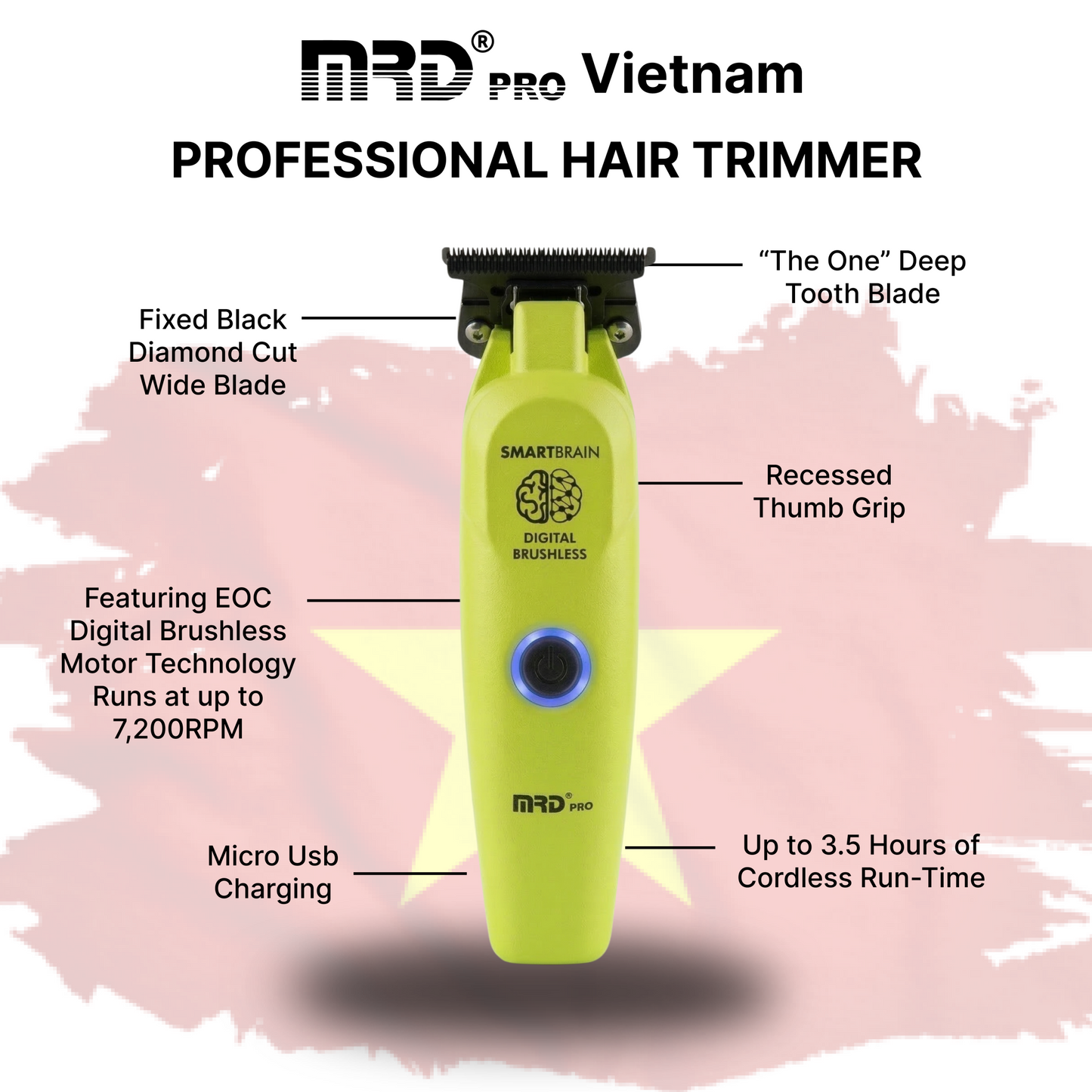 MRD Pro GMT 3969ST-GREEN Professionell Hårtrimmer för Precisionsklippning och Styling