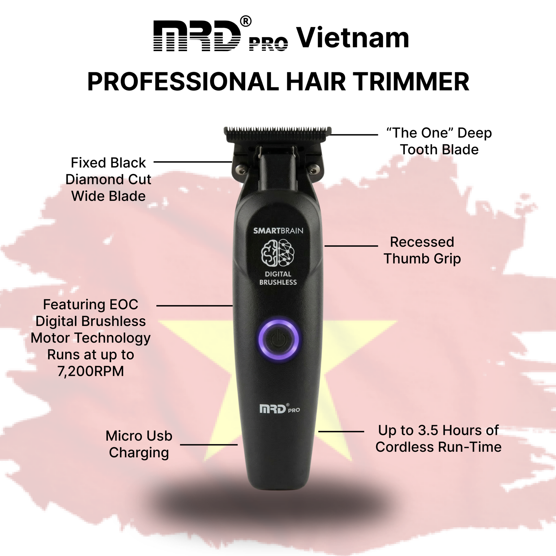 MRD Pro GMT 3969ST-BLACK Kanttrimmer med Superladdad Rotationsmotor