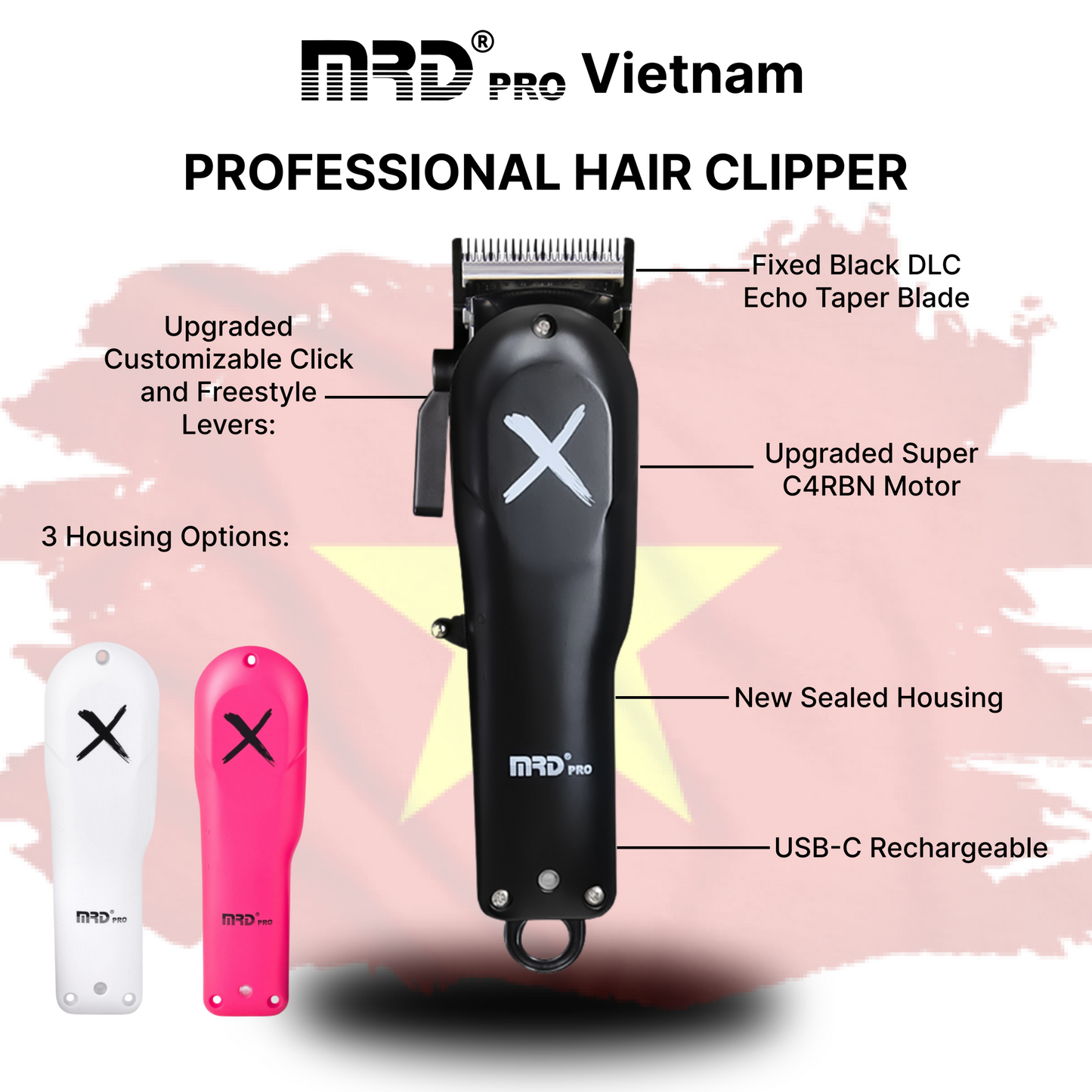 MRD Pro 3969-X Hårklippare - Professionell Precision med Vector-Motor